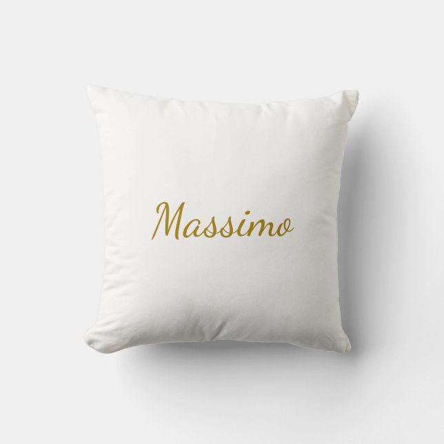 Gold Color Calligraphy Elegant Plain Simple Name Throw Pillow (Front)