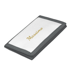Gold Color Calligraphy Elegant Plain Simple Name Tri-fold Wallet