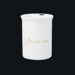 Gold Color Calligraphy Professional Custom Name Beverage Pitcher<br><div class="desc">Represent yourself with this modern,  elegant design. This template can be customized to meet all professional occupations.</div>