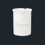 Gold Color Calligraphy Professional Custom Name Beverage Pitcher<br><div class="desc">Represent yourself with this modern,  elegant design. This template can be customized to meet all professional occupations.</div>
