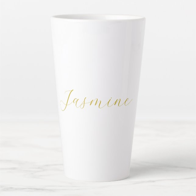 Gold Color Calligraphy Professional Custom Name Latte Mug (Front)
