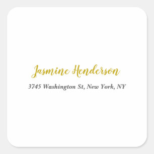 Gold Color Calligraphy Professional Elegant Square Sticker