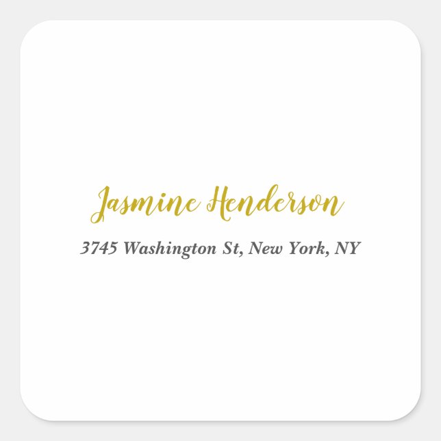 Gold Color Calligraphy Professional Elegant Square Sticker (Front)