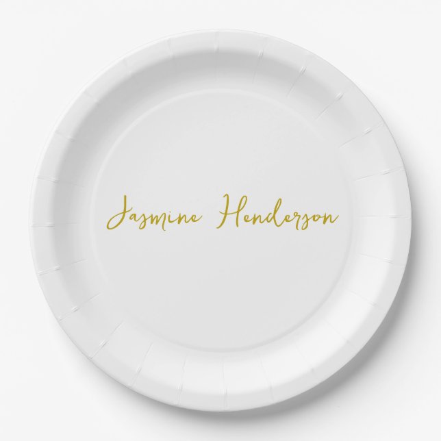 Gold Color Calligraphy Professional Paper Plates (Front)