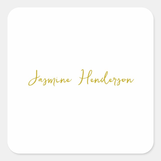 Gold Color Calligraphy Professional  Square Sticker (Front)