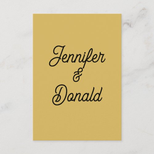 Gold color calligraphy trendy plain personal names enclosure card