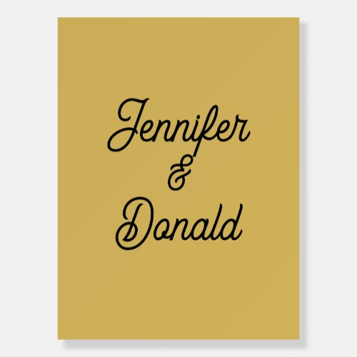 Gold color calligraphy trendy plain personal names foam board