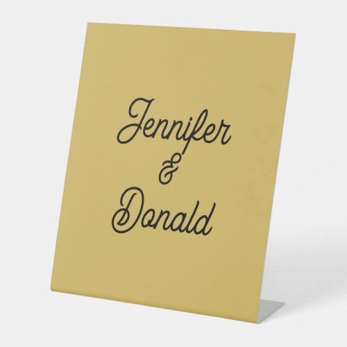 Gold color calligraphy trendy plain personal names pedestal sign