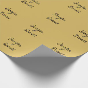 Gold color calligraphy trendy plain personal names wrapping paper