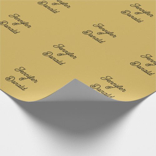 Gold color calligraphy trendy plain personal names wrapping paper