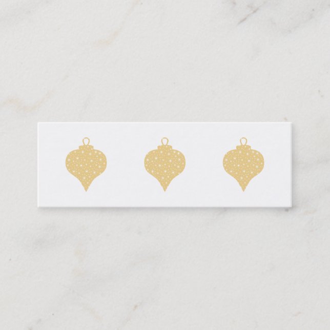 Gold Color Christmas Bauble Design. Mini Business Card (Front)