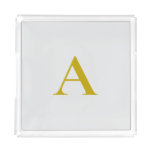 Gold Color Custom Monogram Initial Letter Acrylic Tray