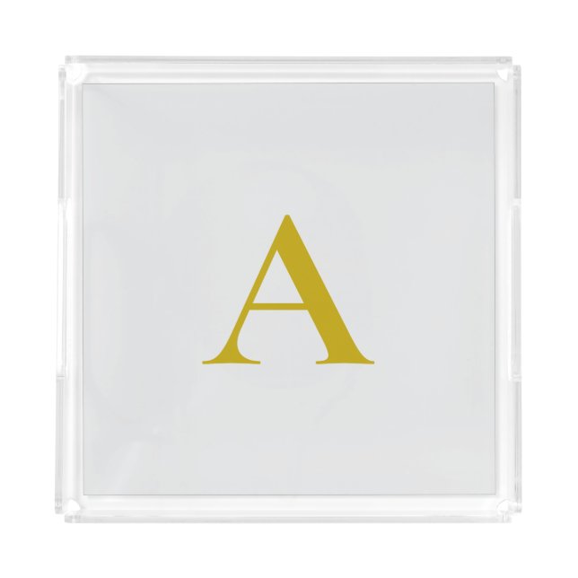 Gold Color Custom Monogram Initial Letter Acrylic Tray (Front)