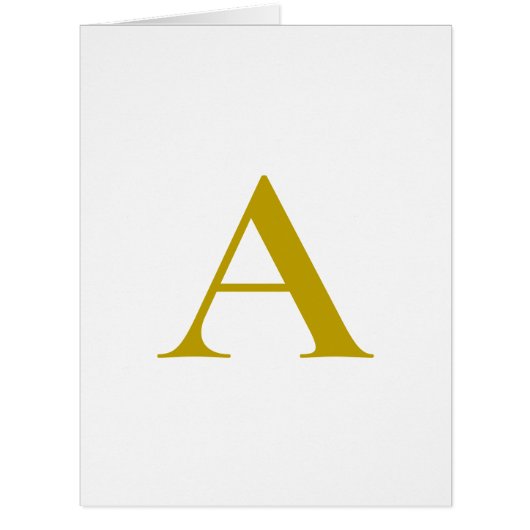 Gold Color Custom Monogram Initial Letter Card (Front)