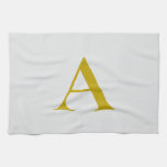 Gold Color Custom Monogram Initial Letter Kitchen Towel