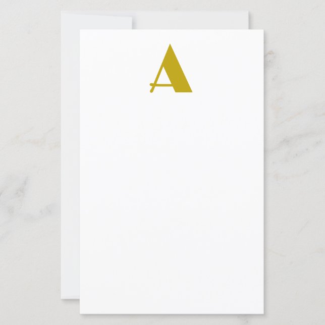 Gold Color Custom Monogram Initial Letter Paper  (Front)