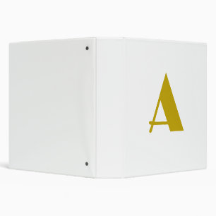 Gold Color Custom Monogram Initial Letter Plain 3 Ring Binder