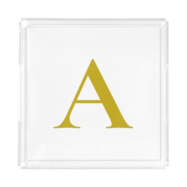 Gold Color Custom Monogram Initial Letter Plain Acrylic Tray (Front)