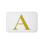 Gold Color Custom Monogram Initial Letter Plain Bath Mat
