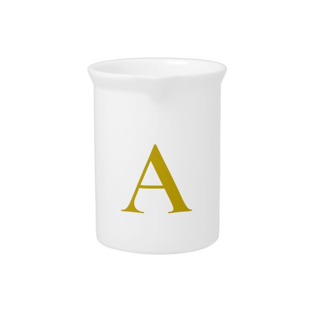 Gold Color Custom Monogram Initial Letter Plain Beverage Pitcher (Front)