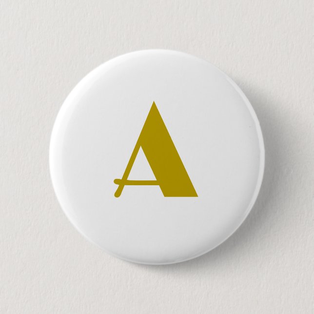 Gold Color Custom Monogram Initial Letter Plain Button (Front)