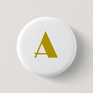 Gold Color Custom Monogram Initial Letter Plain Button