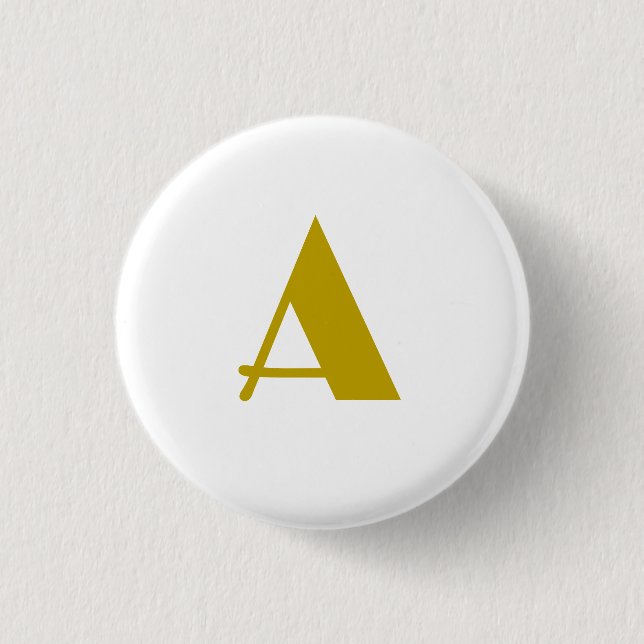 Gold Color Custom Monogram Initial Letter Plain Button (Front)