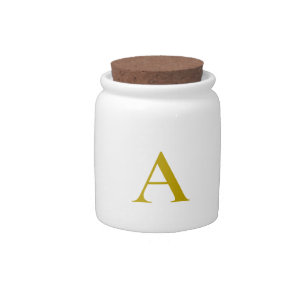 Gold Color Custom Monogram Initial Letter Plain Candy Jar