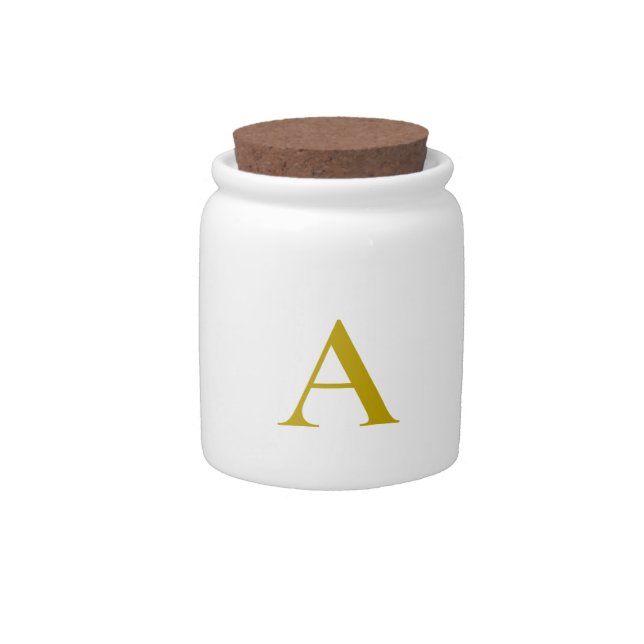 Gold Color Custom Monogram Initial Letter Plain Candy Jar (Front)