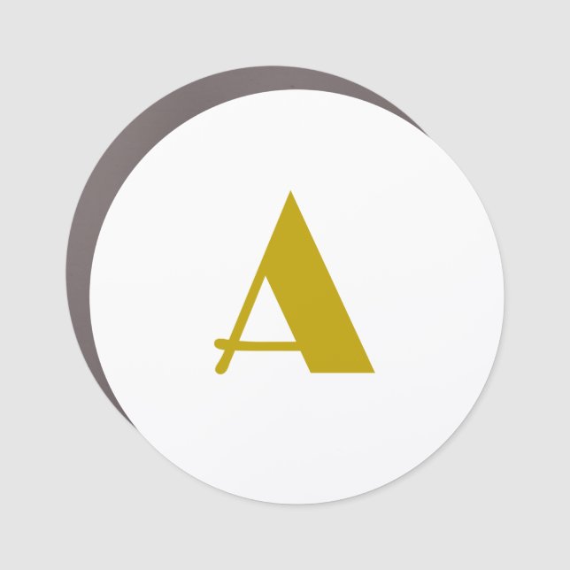 Gold Color Custom Monogram Initial Letter Plain Car Magnet (Front)