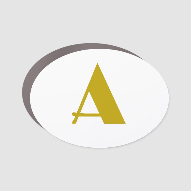 Gold Color Custom Monogram Initial Letter Plain Car Magnet (Front)