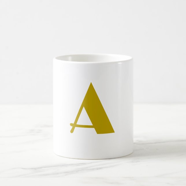 Gold Color Custom Monogram Initial Letter Plain Coffee Mug (Center)