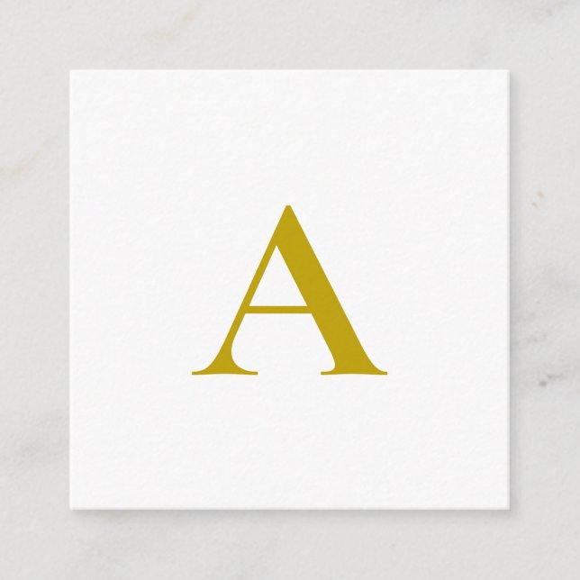 Gold Color Custom Monogram Initial Letter Plain Enclosure Card (Front)