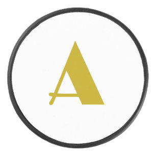 Gold Color Custom Monogram Initial Letter Plain Hockey Puck