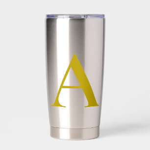 Gold Color Custom Monogram Initial Letter Plain Insulated Tumbler