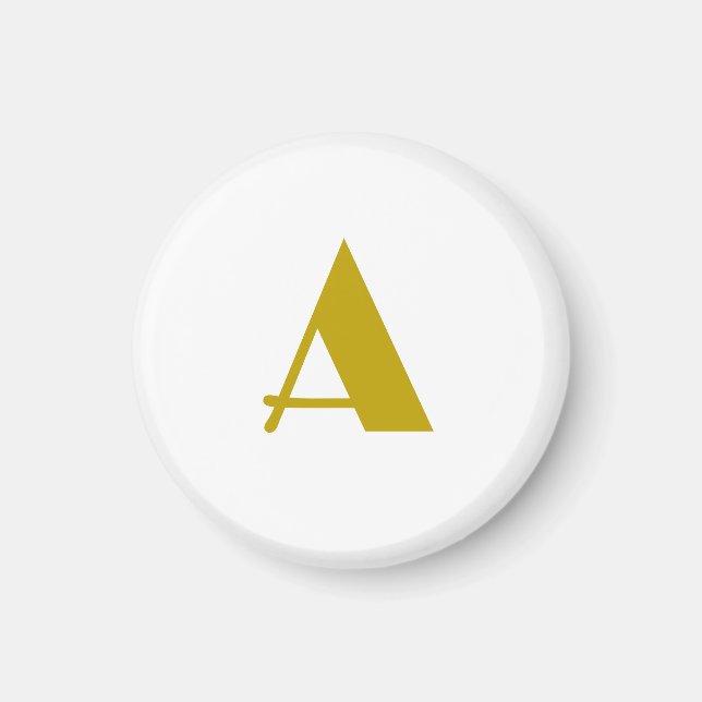 Gold Color Custom Monogram Initial Letter Plain Magnet (Front)