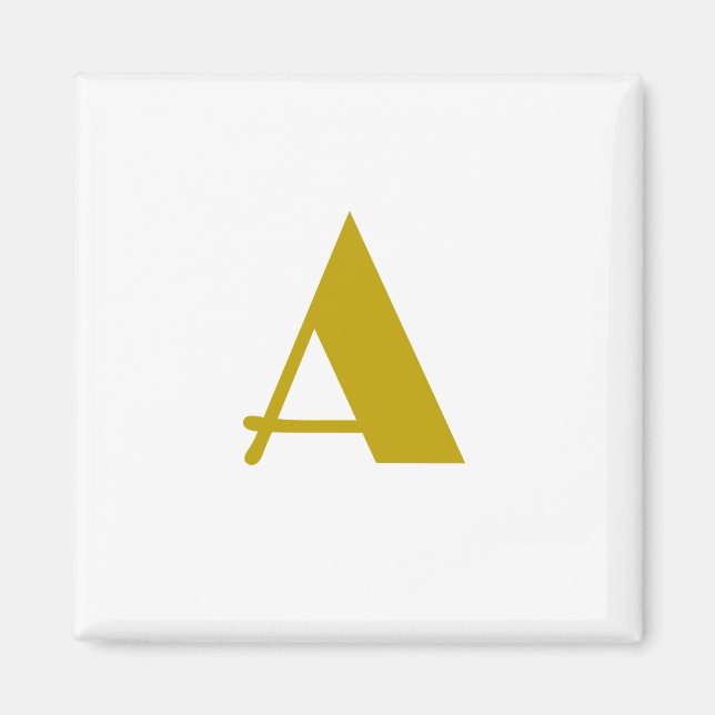 Gold Color Custom Monogram Initial Letter Plain Magnet (Front)