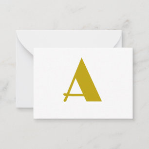 Gold Color Custom Monogram Initial Letter Plain Note Card