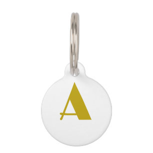 Gold Color Custom Monogram Initial Letter Plain Pet ID Tag