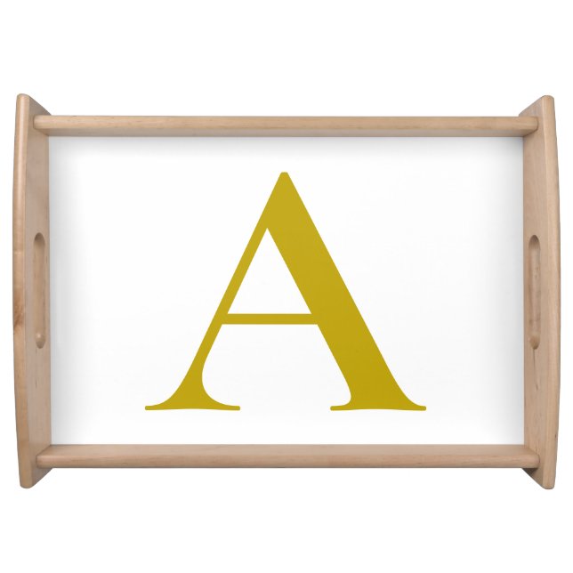 Gold Color Custom Monogram Initial Letter Plain Serving Tray (Front)