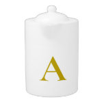Gold Color Custom Monogram Initial Letter Plain Teapot