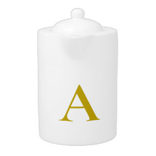 Gold Color Custom Monogram Initial Letter Plain Teapot