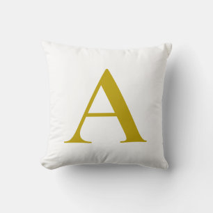 Gold Color Custom Monogram Initial Letter Plain Throw Pillow