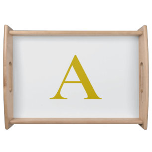 Gold Color Custom Monogram Initial Letter Serving Tray
