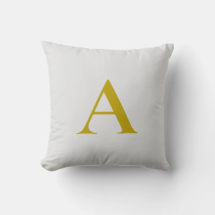 Gold Color Custom Monogram Initial Letter Throw Pillow