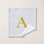 Gold Color Custom Monogram Initial Letter Wash Cloth