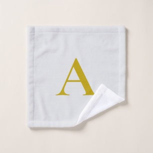 Gold Color Custom Monogram Initial Letter Wash Cloth