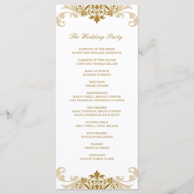 Gold Color Elegant Ironworks Wedding Rackcard Program (Front)