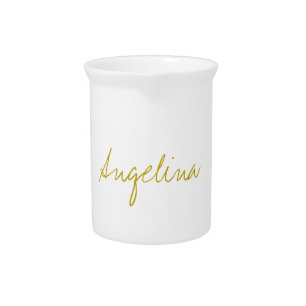 Gold Color Elegant Stylish Trendy Unique Script Beverage Pitcher