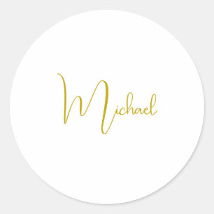 Gold Color Elegant Stylish Trendy Unique Script Classic Round Sticker